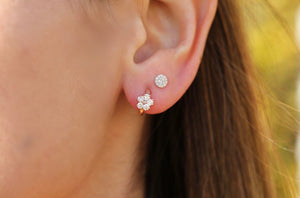 Flower Diamond Huggie Earrings