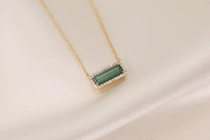 Small Green Tourmaline and Diamond Necklace