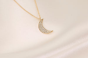 Crescent Moon Diamond Necklace