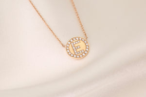 Initial All Around Disc Diamond Necklace