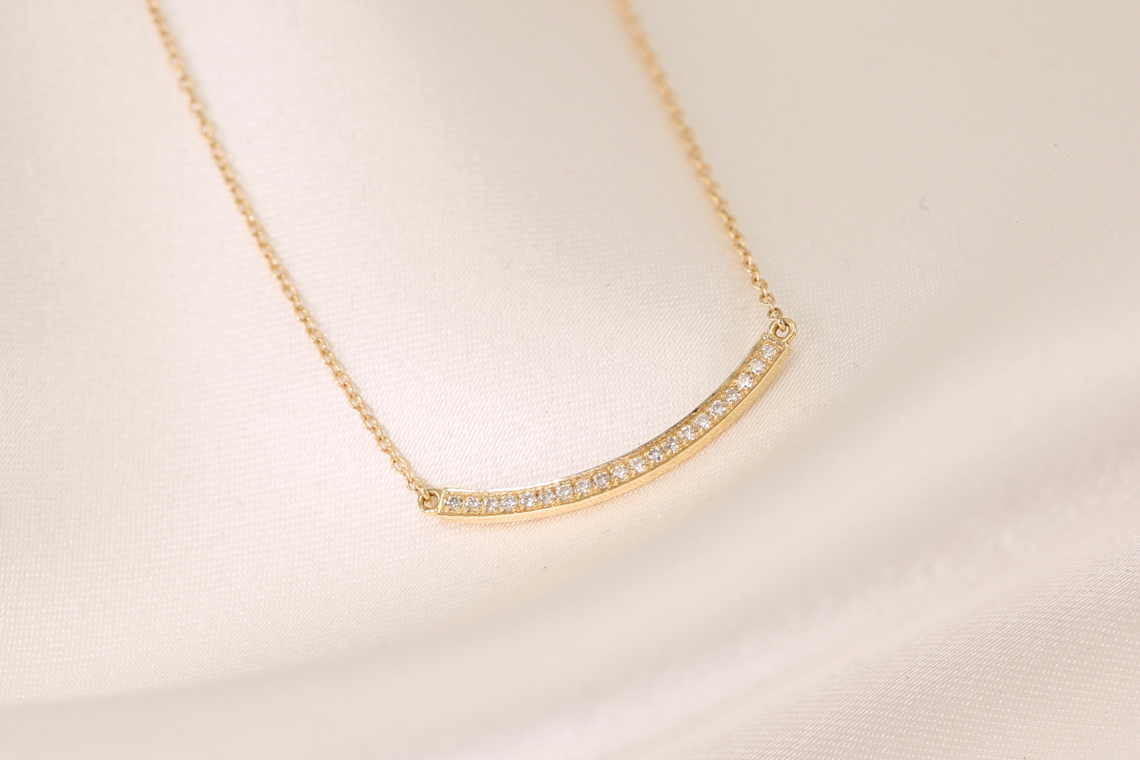 Curved Bar Diamond Necklace