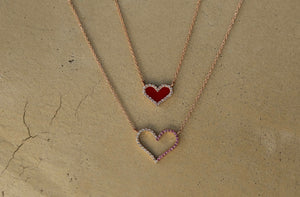 Baby Enamel Heart Diamond Halo Necklace