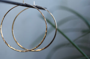 Large Hammered Gold Hoop Earrings