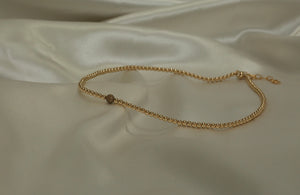 Champagne Diamond Bead Choker Necklace