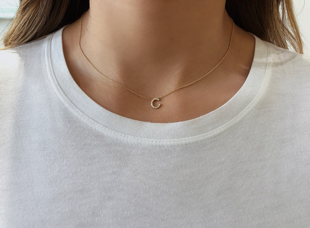 Free Standing Initial Diamond Necklace