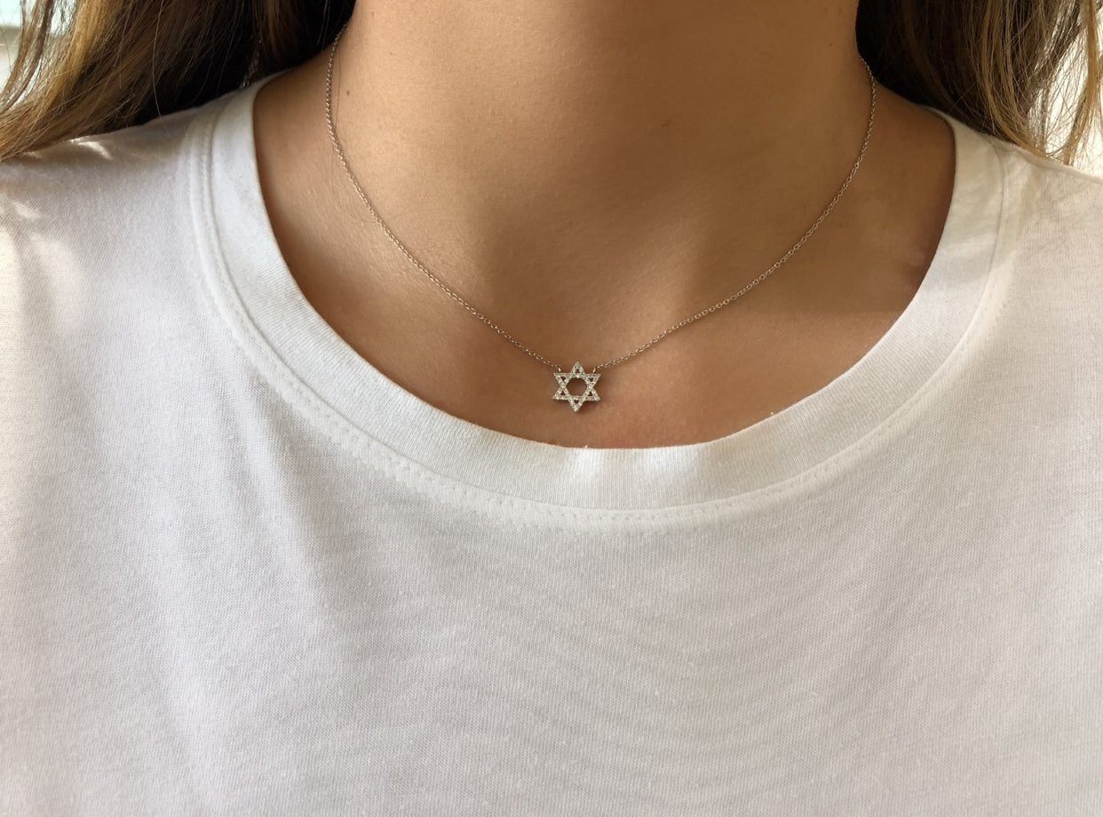 Star of David Cut Out Diamond Necklace