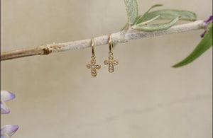 Cross Drop Diamond Earrings