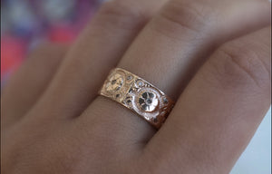 Champagne Diamond Flower Band Ring