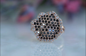 Honeycomb Black Diamond Ring