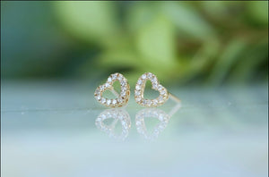 Open Heart Diamond Stud Earrings