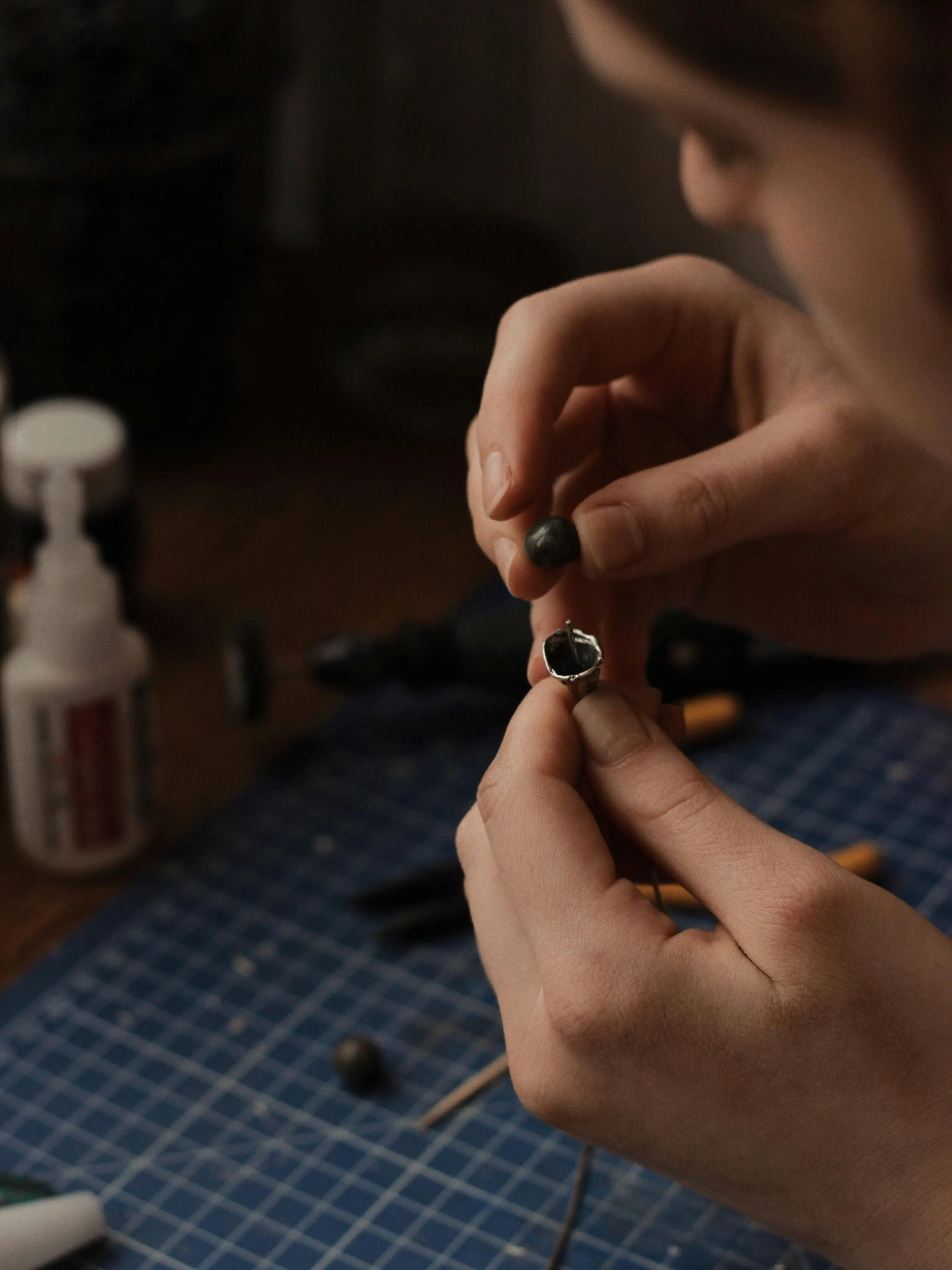 Jewelry making process — detail work with precious metals