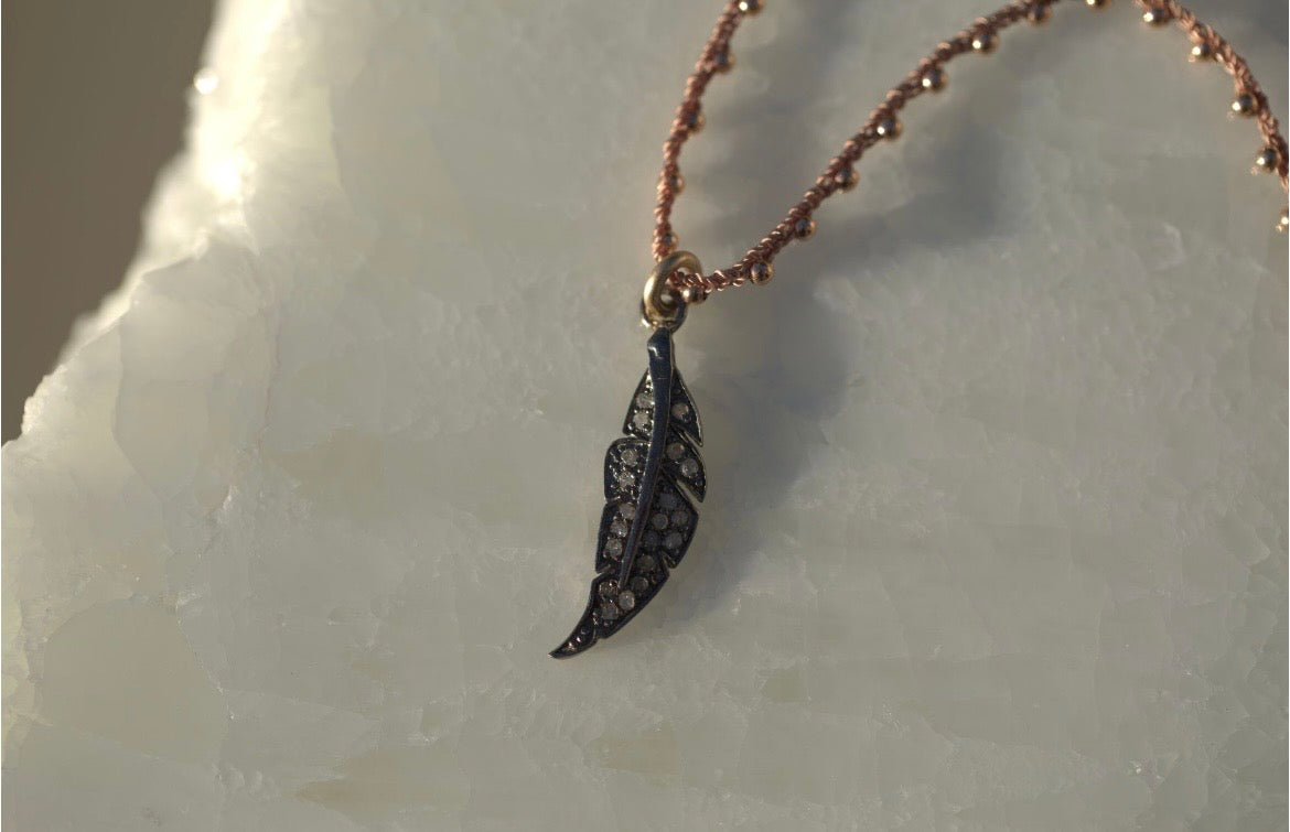 Charmed Champagne Diamond Pendnt on Silk