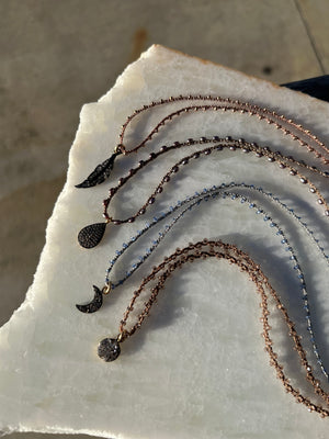 Charmed Champagne Diamond Pendnt on Silk