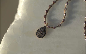 Charmed Champagne Diamond Pendnt on Silk