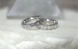 East West Emerald Cut Lab Diamond Bezel Eternity Band