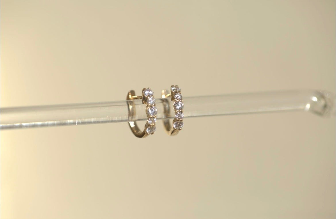 Alternating Diamond Huggie Earrings