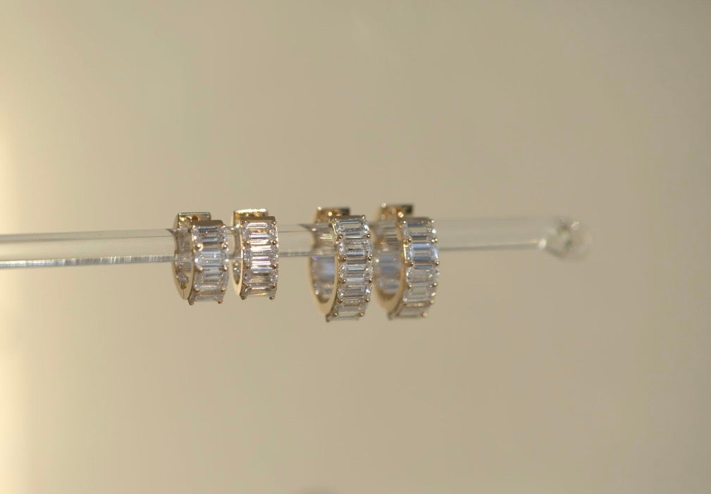 Small Baguette In & Out Hoop Earrings