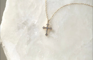 Baby Gothic Diamond Cross Necklace