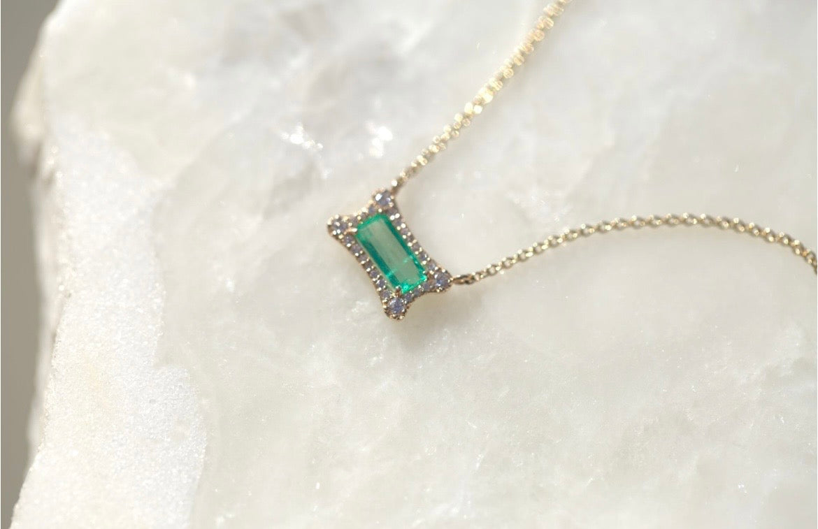 Pillow Emerald & Diamond Necklace