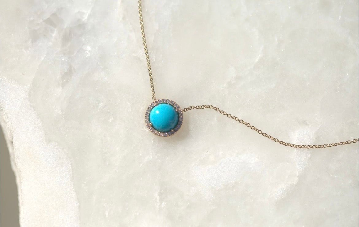 Sleeping Beauty Turquoise & Diamond Necklace