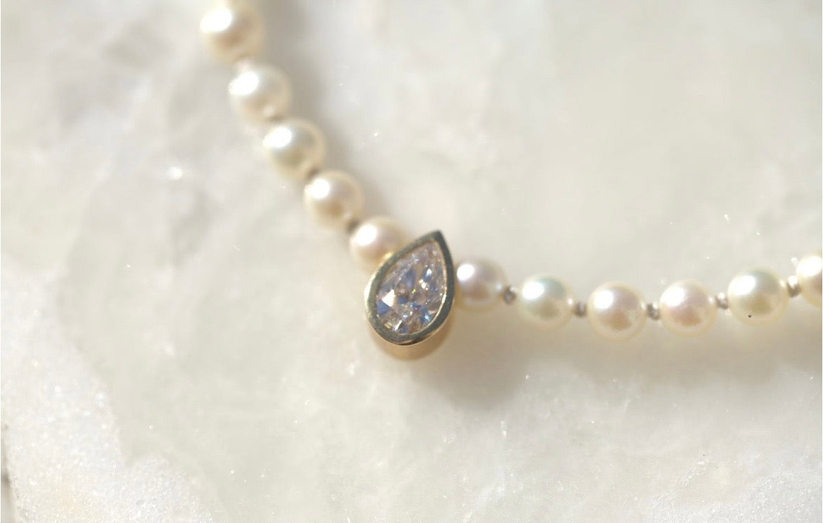Pear Lab Diamond & Pearls Necklace