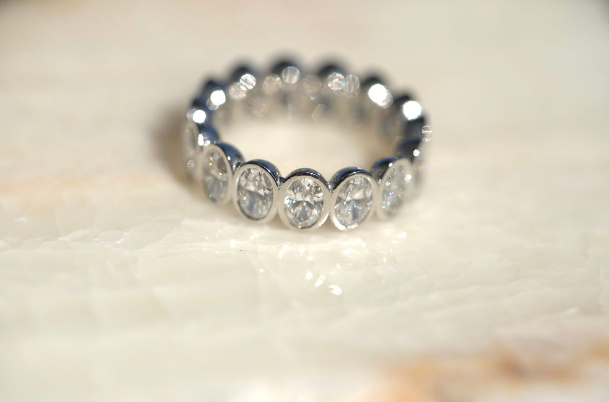 Oval Lab Diamonds Bezel Set Eternity Band