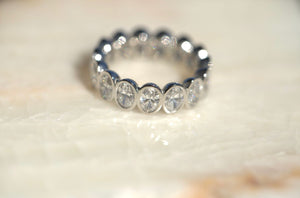 Oval CVD Stone Bezel Set Eternity Band