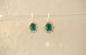 Art Deco Emerald & Diamond Drop Earrings