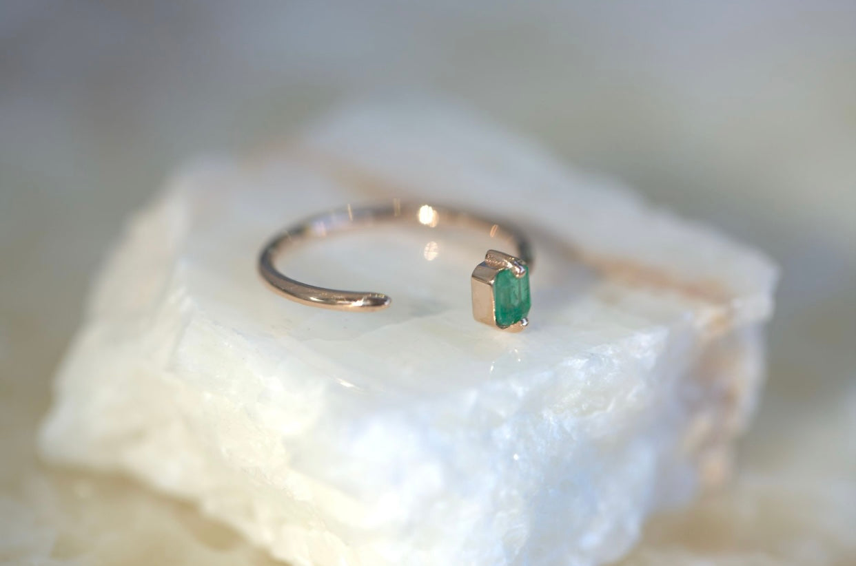 Colombian Emerald Open Nail Ring