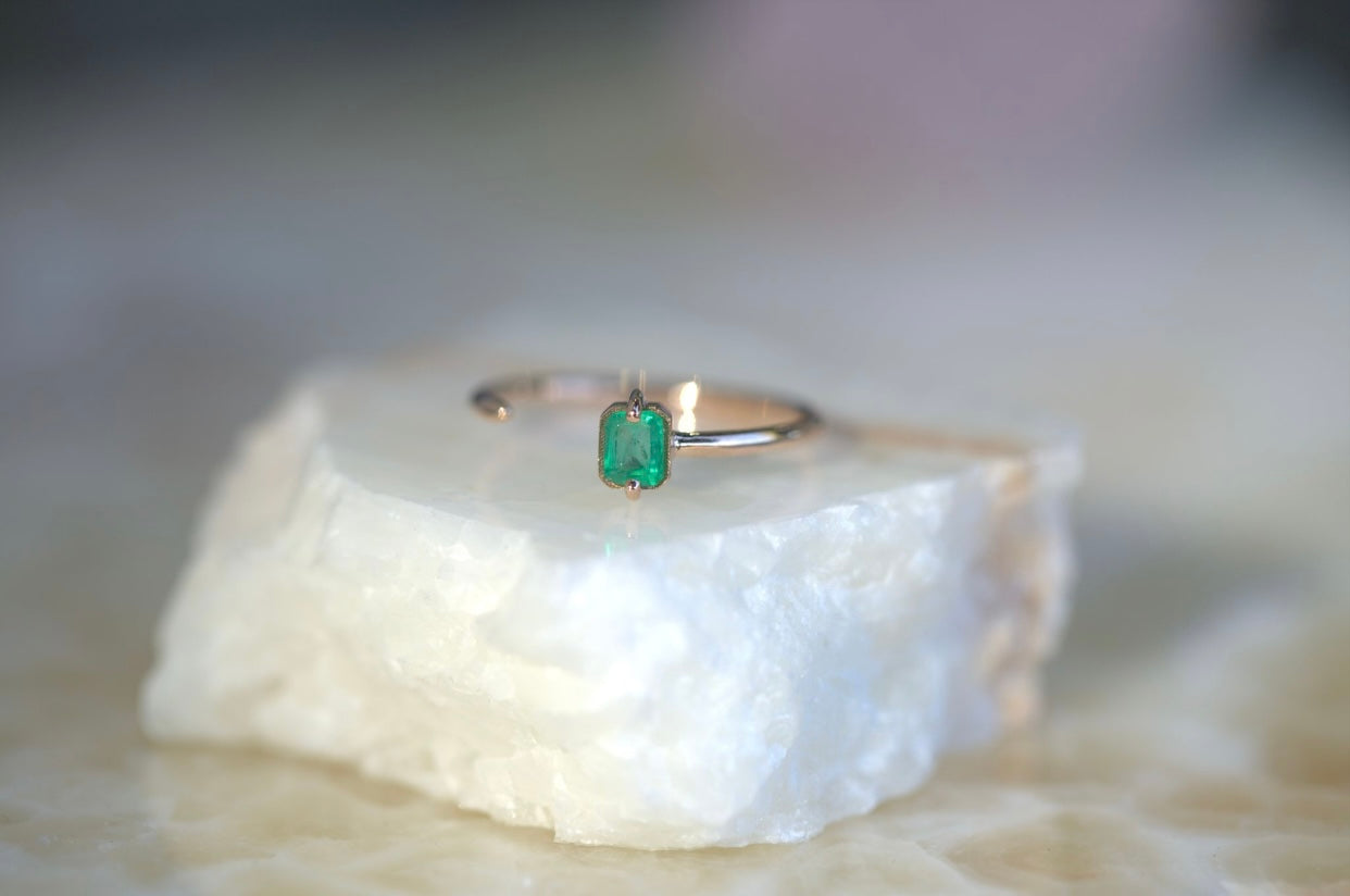 Colombian Emerald Open Nail Ring
