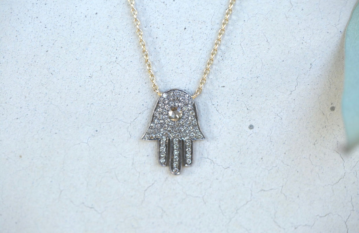 Hamsa Champagne Diamond Necklace