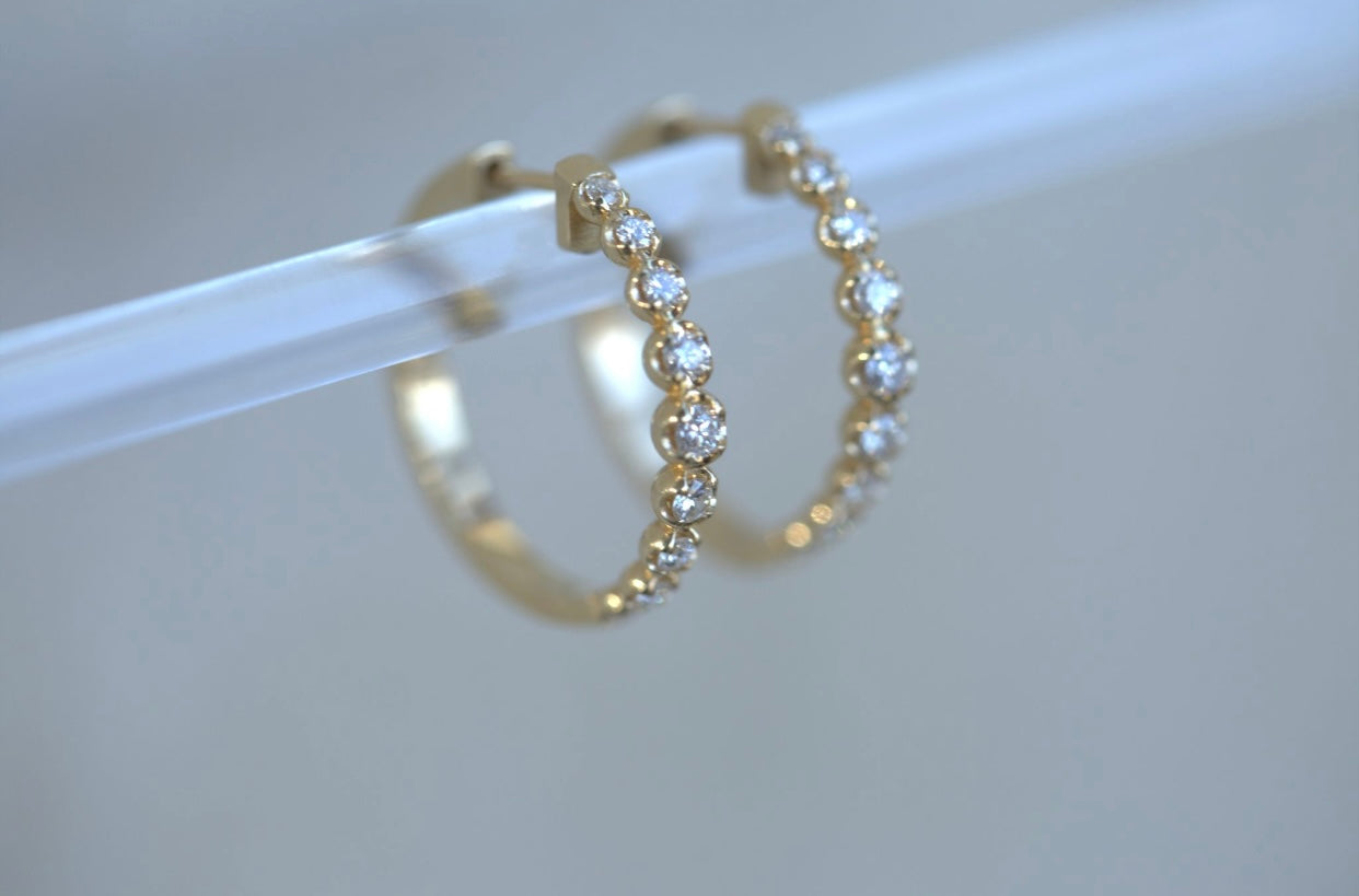 Rosebud Graduating Diamond Hoop Earrings