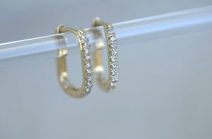 Link Diamond Huggie Earrings