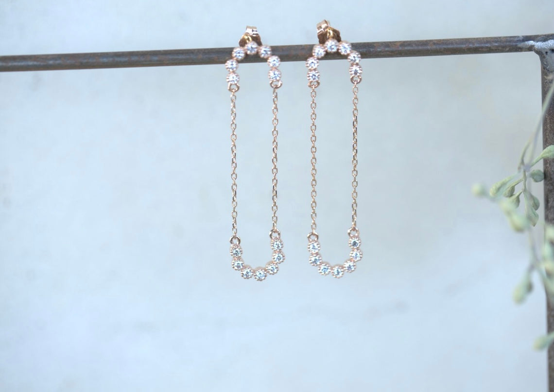 Horseshoe Diamond Drop Earrings