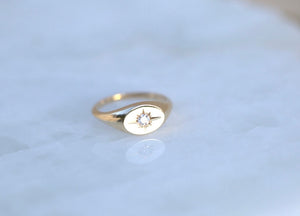 North Star Diamond Signet Ring