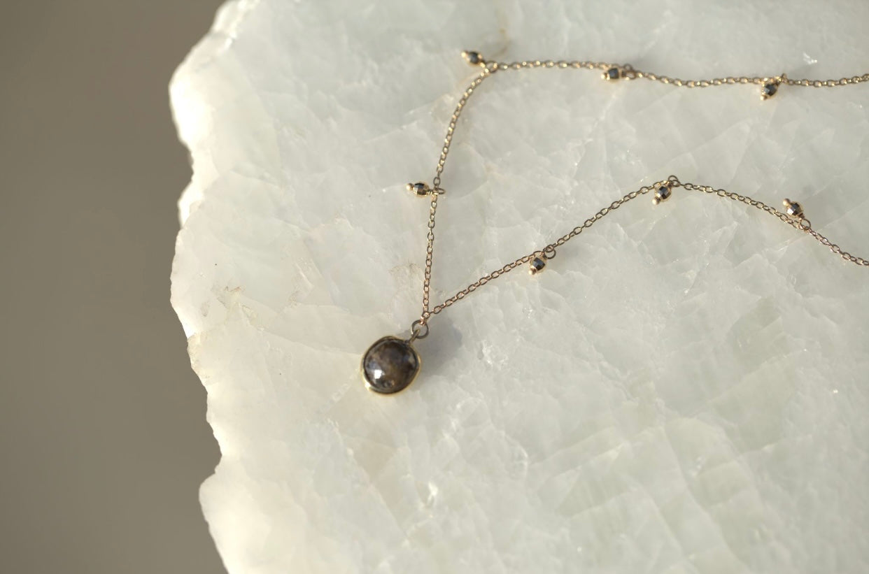 Rustic Diamond & Gold Spacers Necklace