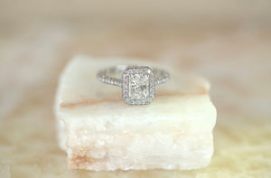 1.10ct Radiant Diamond Double Halo Engagement Ring