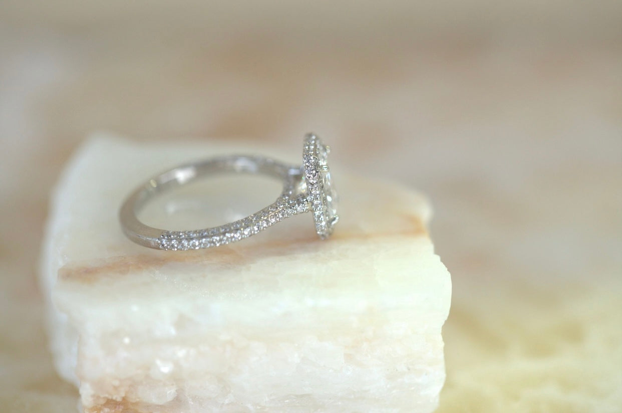 1.10ct Radiant Diamond Double Halo Engagement Ring