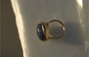Black Opal Bezel Set Ring