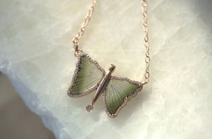 Green Tourmaline Butterfly & Diamond Necklace