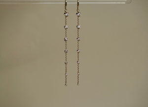 RoseBud Graduating Diamond Long Drop Earrings