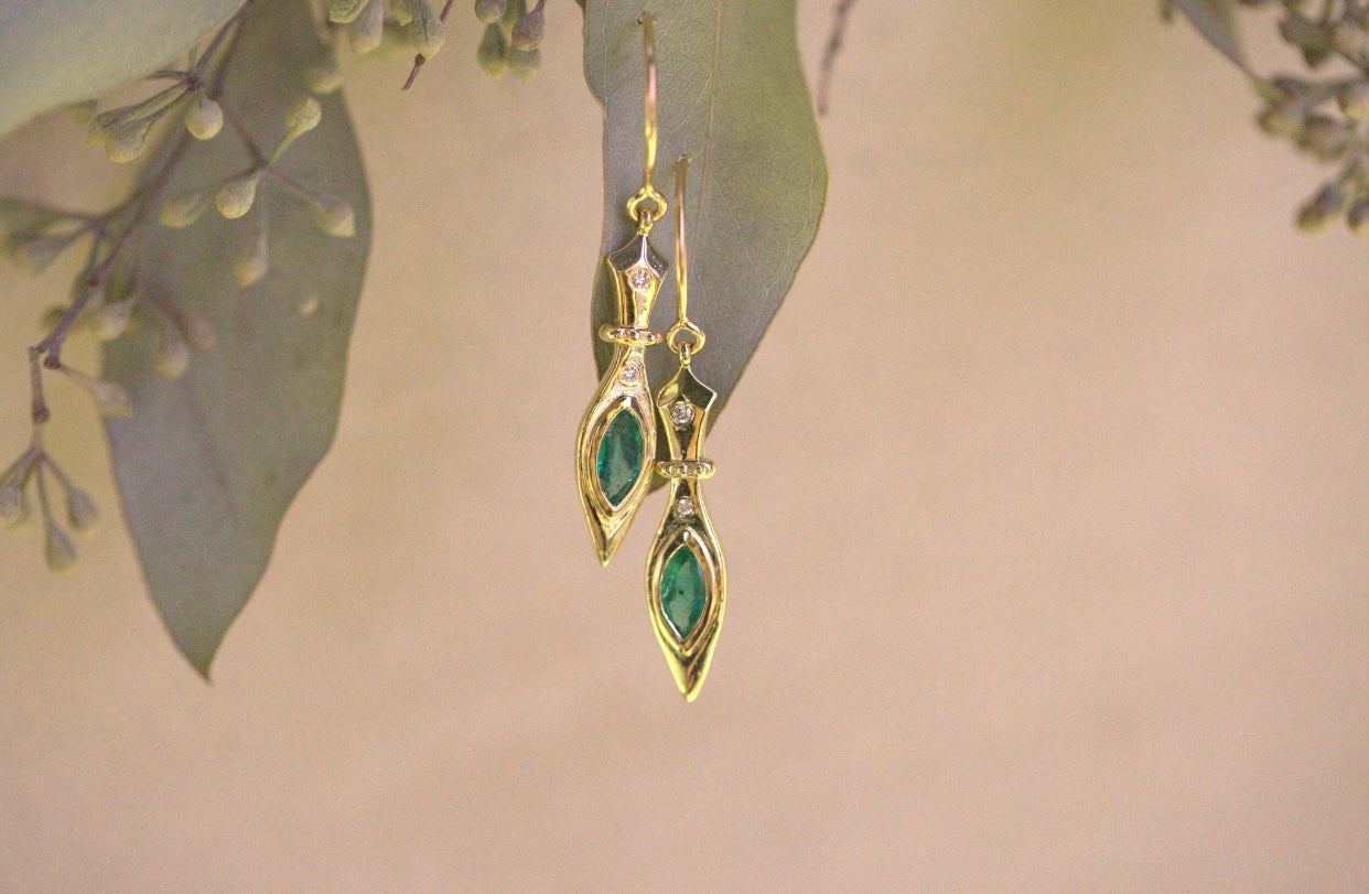 Dagger Emerald Drop Earrings