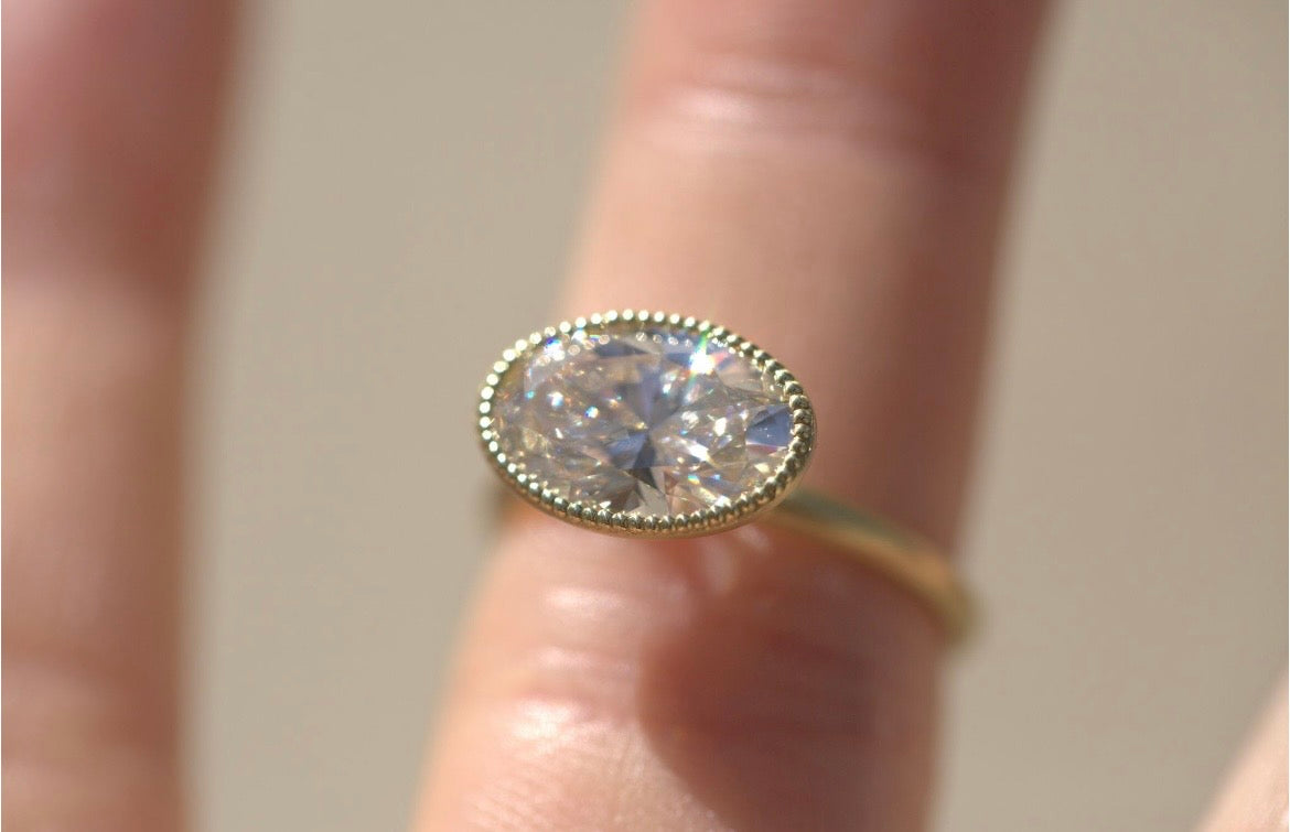 Milgrain Bezel Set Oval Lab Diamond Ring