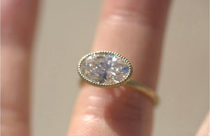 Milgrain Bezel Set Oval Lab Diamond Ring