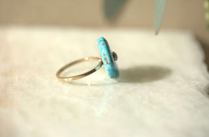 Navajo Turquoise Disc with Diamond Pave Pin Ring