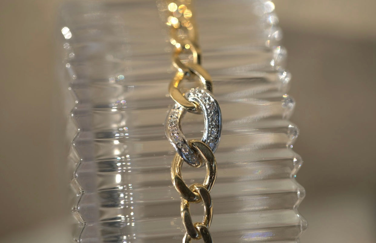 Vintage Pave Diamond Links Chain Bracelet