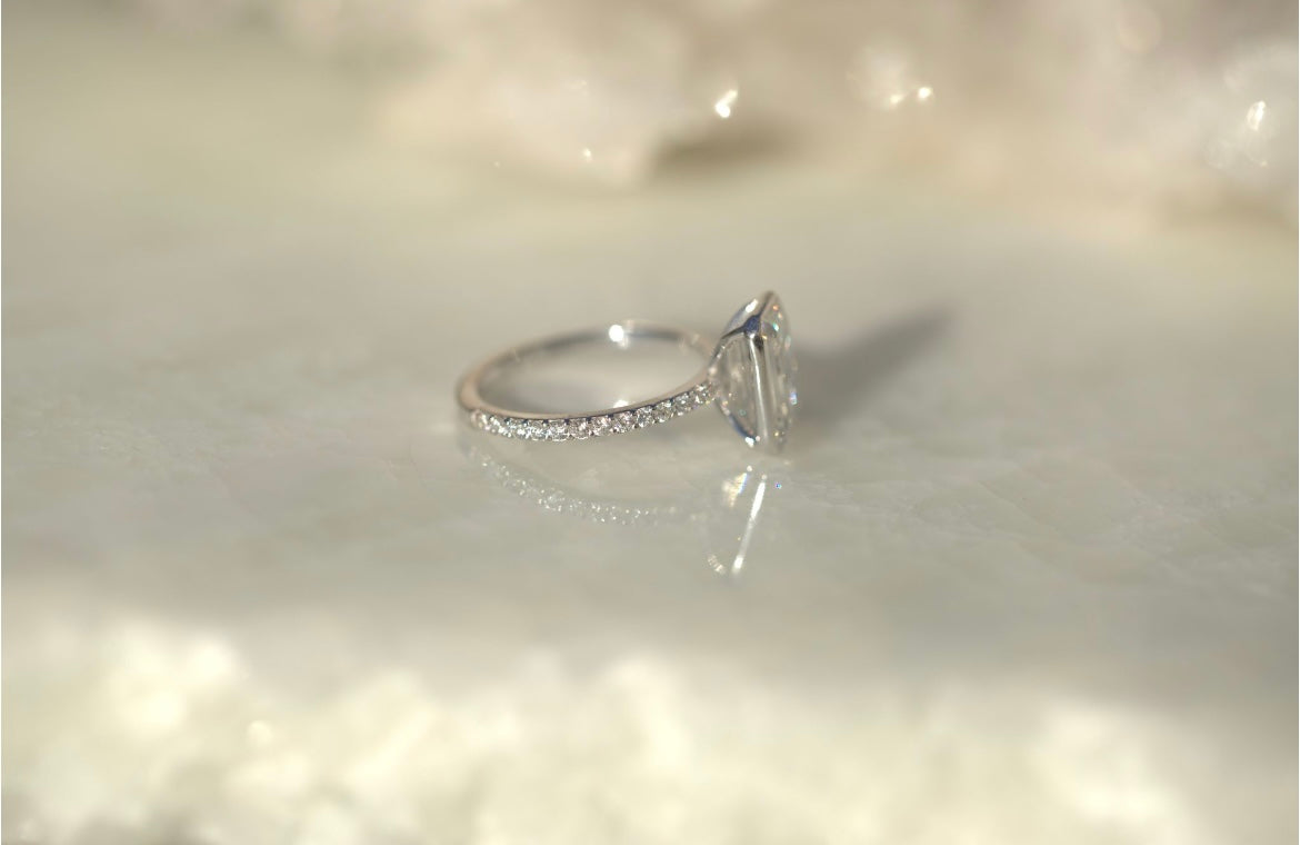 2.5CT Emerald Lab Diamond Bezel Engagement Ring