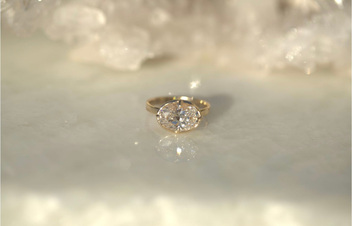 3.05CT Oval Lab Diamond East West Engagement Ring