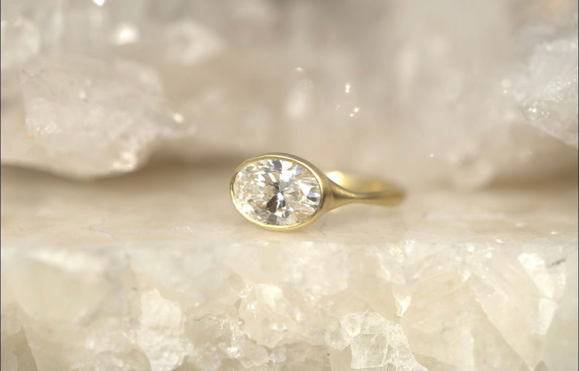 Oval East West Lab Diamond Engagement Ring