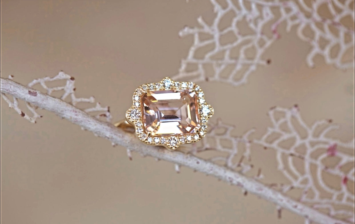 Art Deco Morganite & Diamond Ring